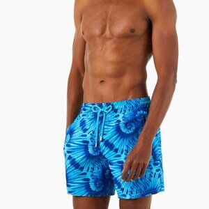 Vilebrequin Nautilus Tie Dye Mahina Swim Trunks Azur Blue NWT $285